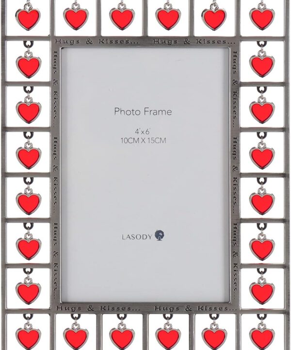 Lasody Love Picture Frame 4x6 with Red Heart For Horizontal Table Top Display and Wall Mounting Unique Designed Love Photo Frame For Couple, Family, Friends, Anniversary