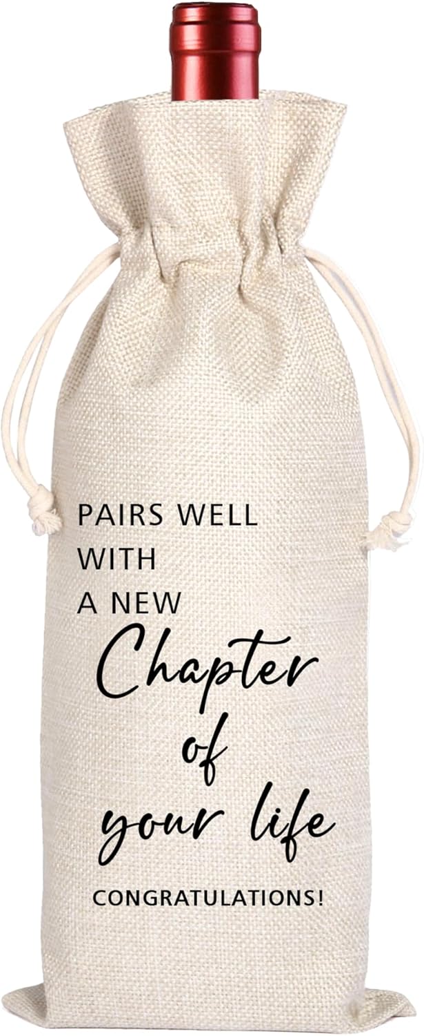 Maydvdv Pairs Well With A New Chapter Of Your Life Wine Bag | Fresh Start | Wine Bag | Gift for her or him | New Job or Retirement Gift 11WB47