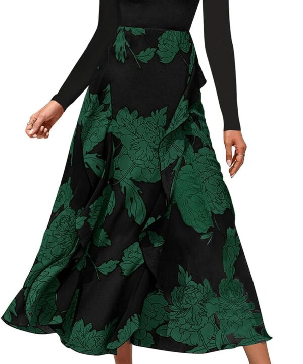 BTFBM Womens Floral Maxi Dress Fall 2025 Casual Crewneck Long Sleeve Ruffle Flowy Cocktail Wedding Guest Dresses