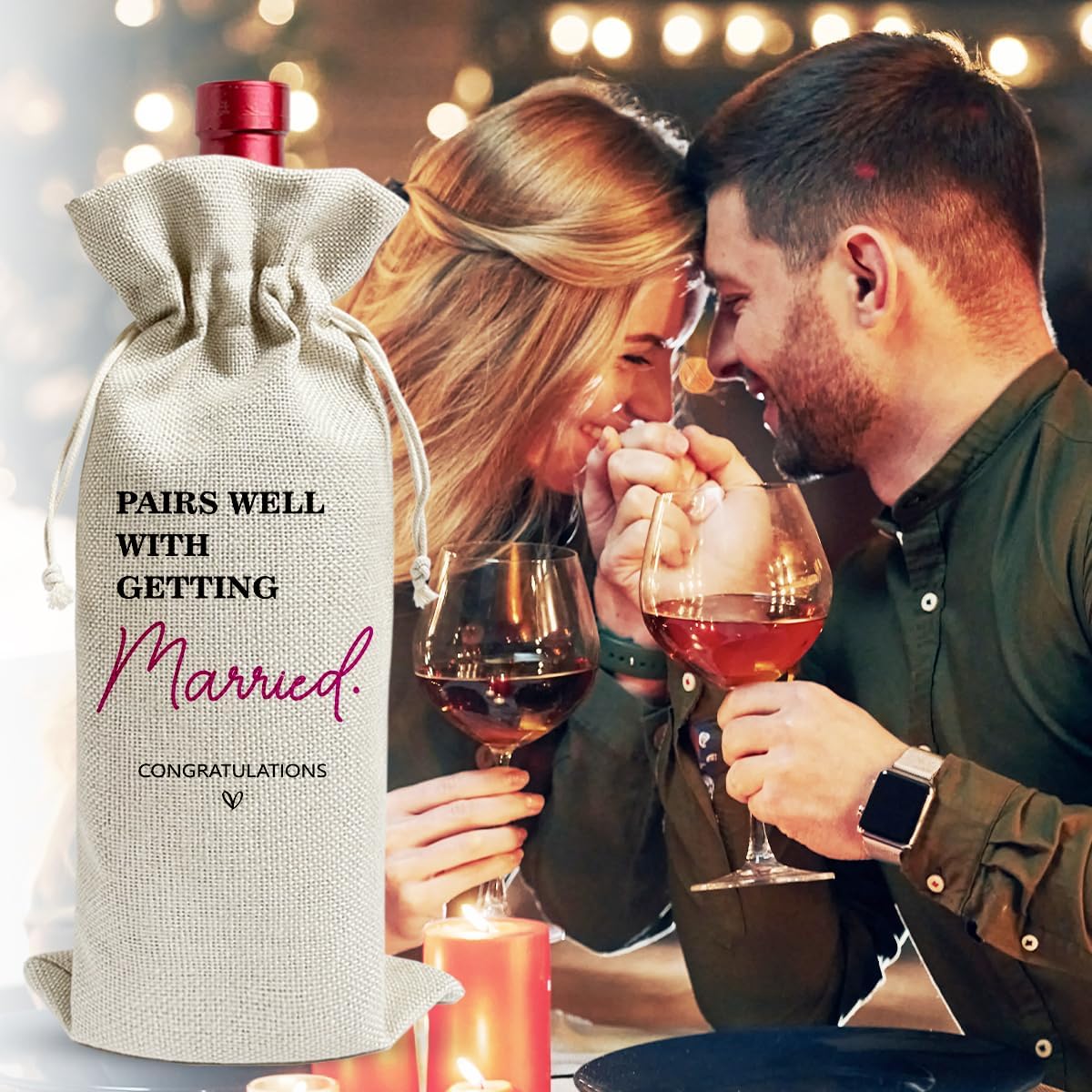 Pairs Well with Getting Married Funny Wine Bags Humor Wedding Gifts from Bride & Groom Engagement Wine Bag Will You Marry Us Proposal Gifts for Wedding Guests Marrrige Party Decorations YT0119