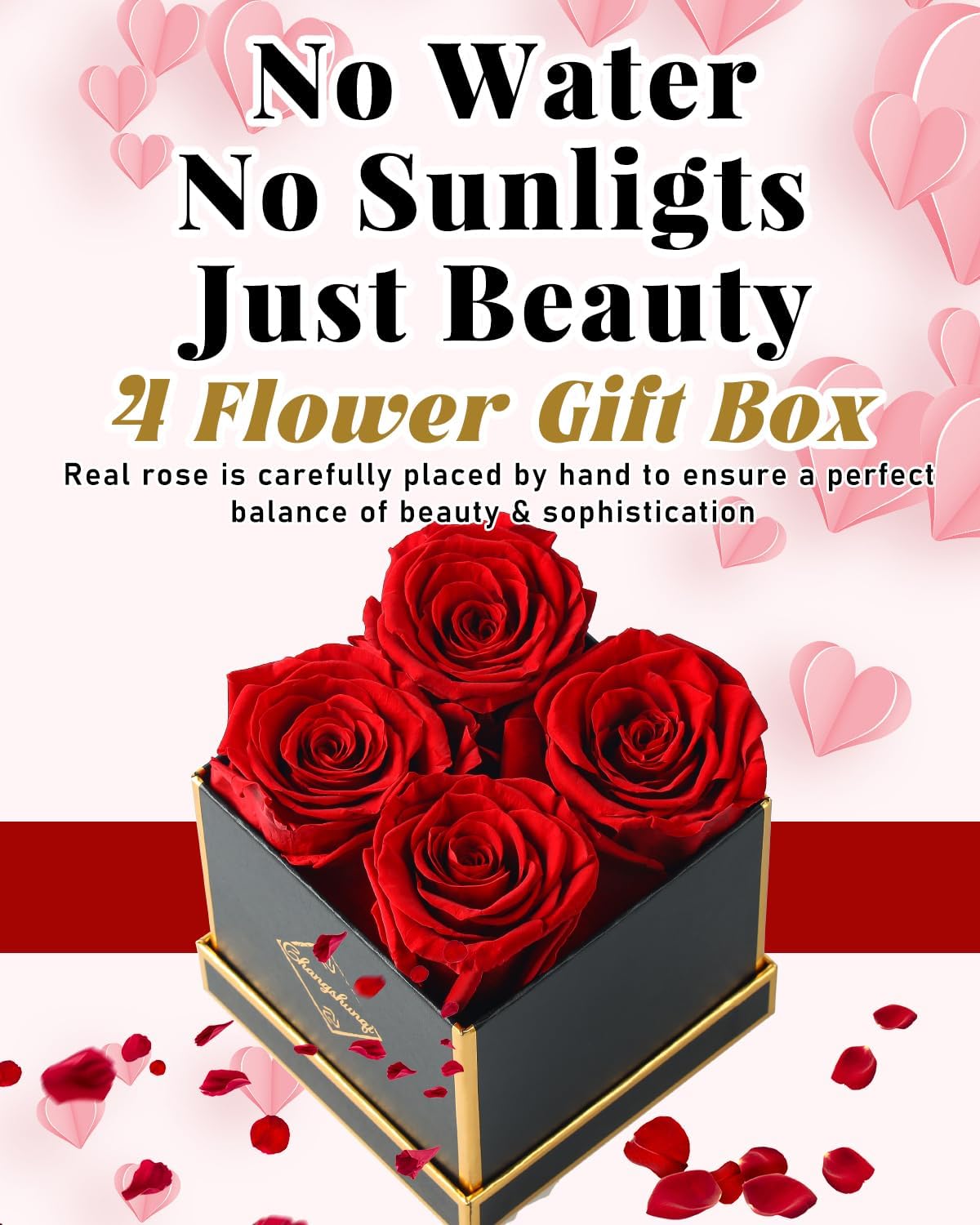 Changshunqi Forever Flowers, Preserved Roses in a Box, Eternal Rose Flowers for Delivery, Forever Preserved Roses Gifts for Her Women Wife Christmas Birthday Mothers Flower for Mom Womens Girlfriend