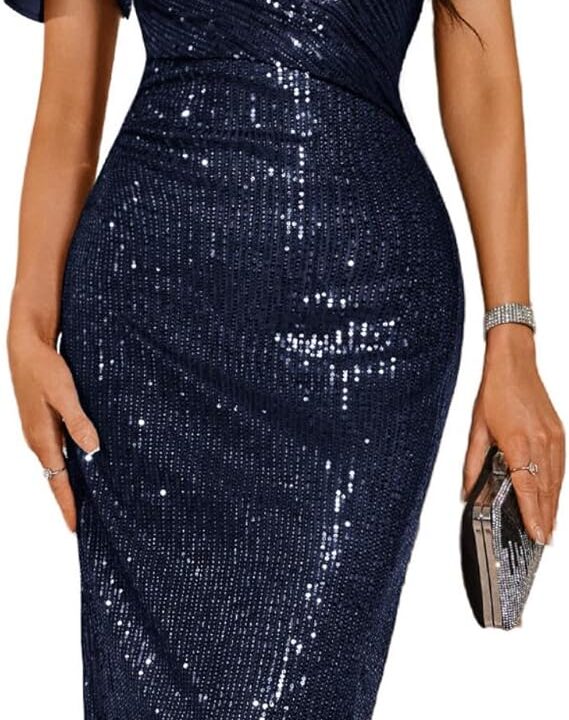 BeryLove Women Sequin Cocktail Formal Party Dress Sparkly Classy Evening Dresses