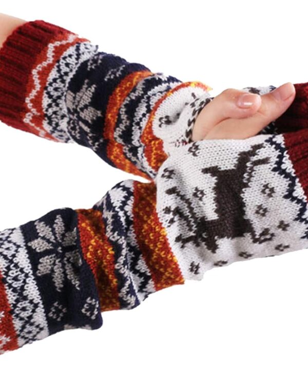 Colorful House Fingerless Thumb Hole Long Gloves Mittens Winter Arm Warmer