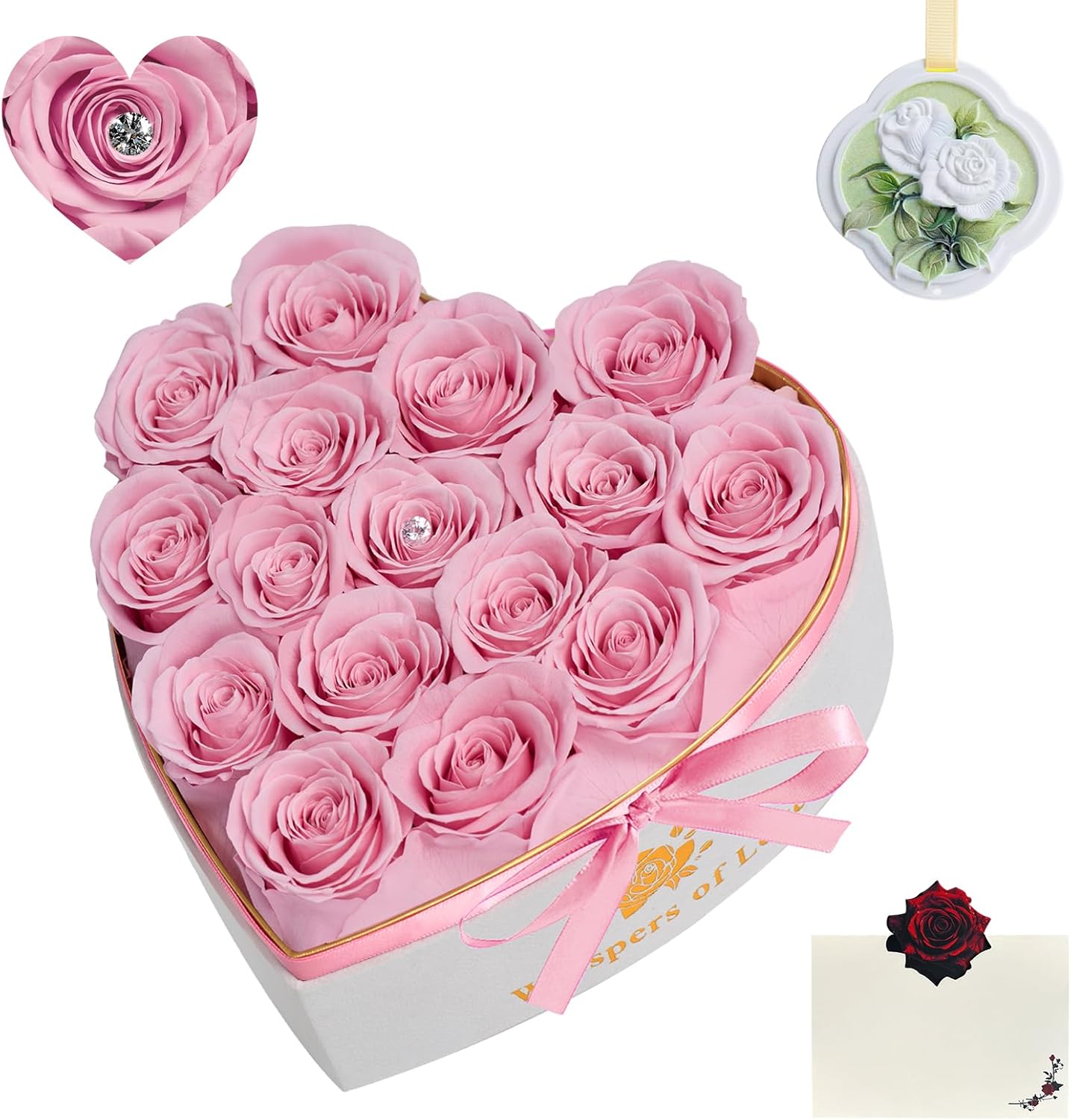 Luxury Preserved Roses – Forever Real Roses Flowers for Delivery in a White Box, Preserved Flowers Birthday Gifts for Women Mom Wife, Ideal for Anniversary (Pink 16 Roses, 16 Roses)