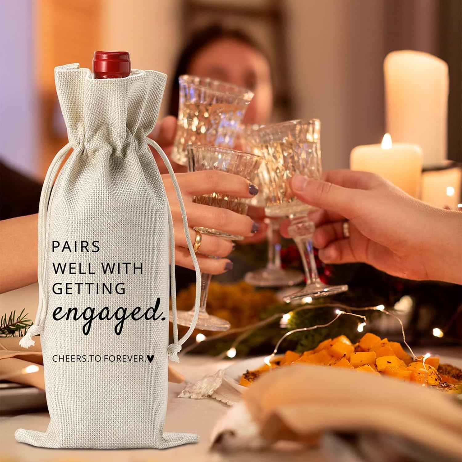 2Pcs Wine Champagne Bag Engaged Gifts, Engagement Gifts for Couples, Wedding Gift for Mr and Mrs, Engagement Gift – Pairs Well with Getting Engaged