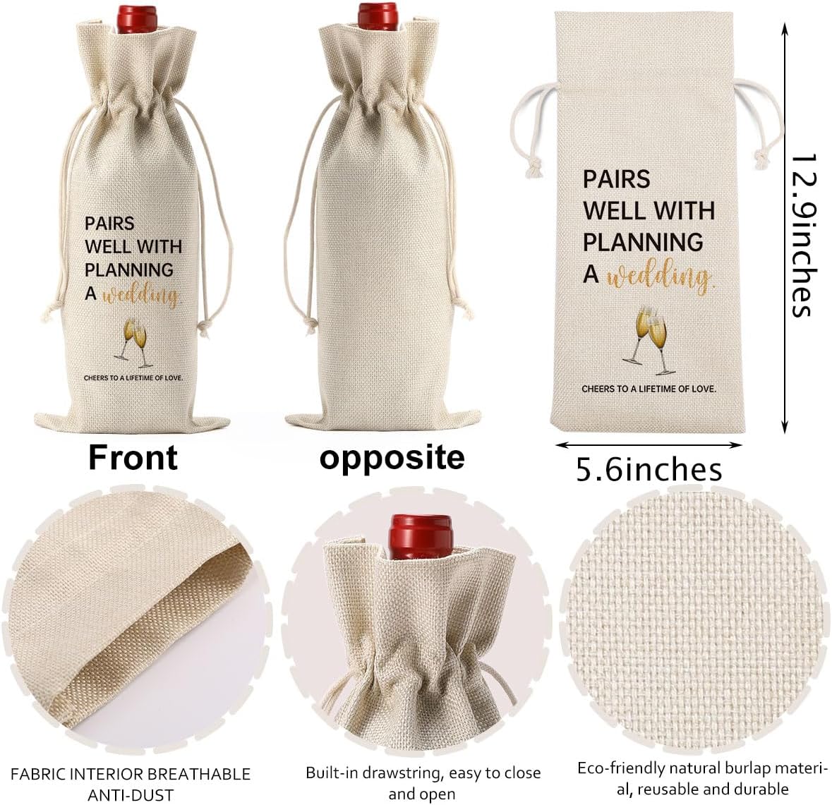 YUANHAO Wedding Planning Gift, Weddings Engagement Gifts for Couple, Bridal Shower Gift, Bachelorette Gifts for Bride, Pairs Well with Planning a Wedding Wine Bag