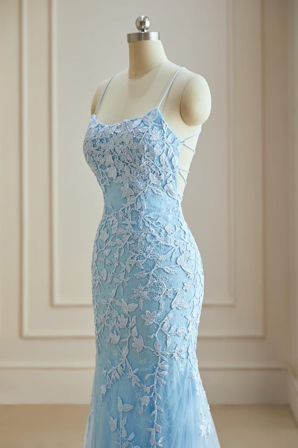 Mermaid Prom Dresses 2025 Spaghetti Straps Evening Gowns Lace Applique Floral Formal Dresses for Women