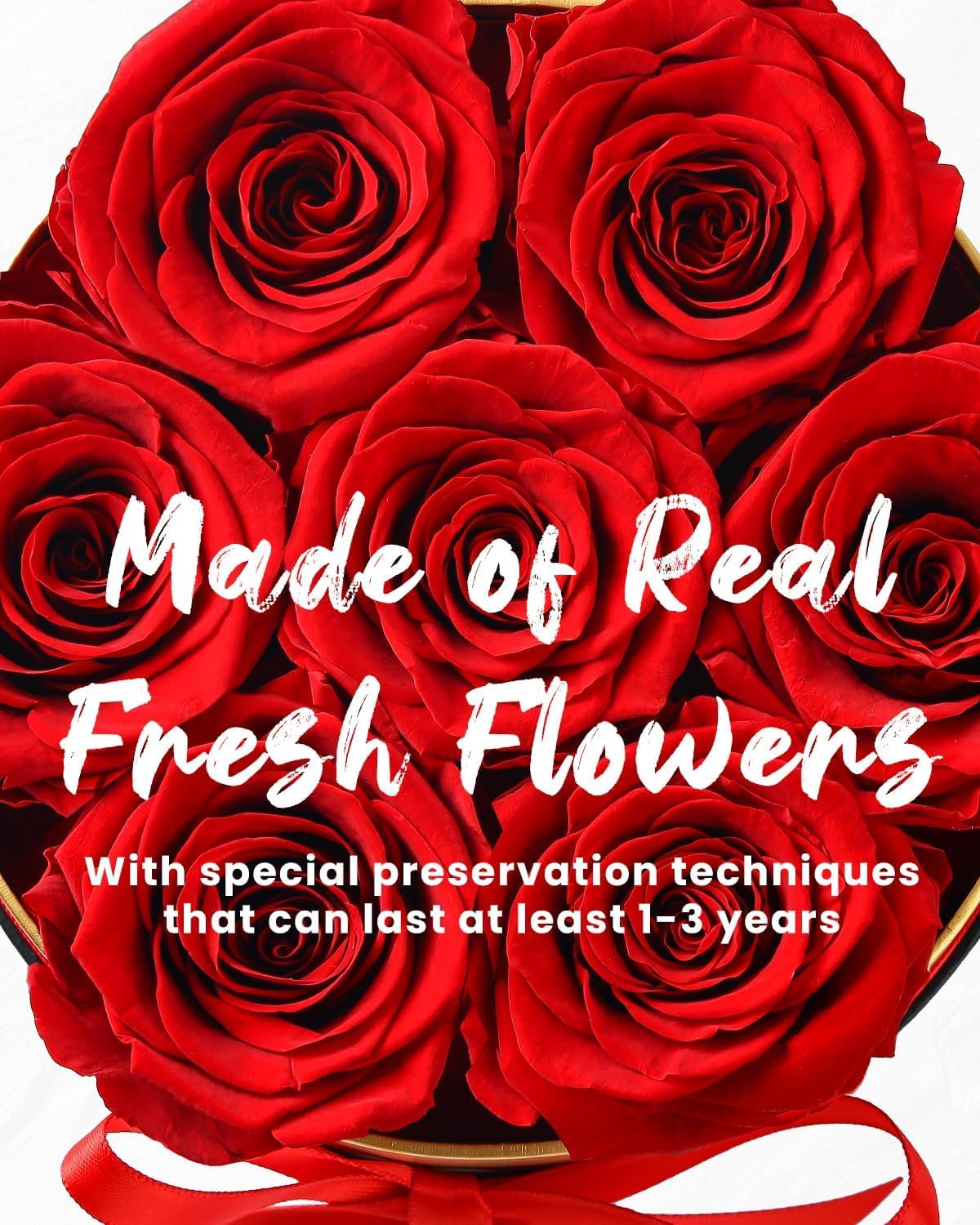 Forever Flowers Preserved Roses in a Box – 7 Preserved Flowers in a Box Last 2-3 Years, Rose Forever Birthday Flower Gifts for Women Her Wife Anniversary Mothers Rose Gift for Her