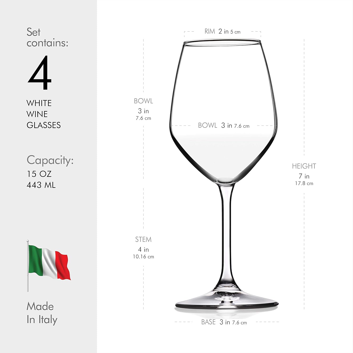 Paksh Novelty Italian White Wine Glasses – – Wine Glass Set for Parties, Weddings, Gifting – Clear Wine Glass, for Red and White Wine – Christmas Gift for Women & Men