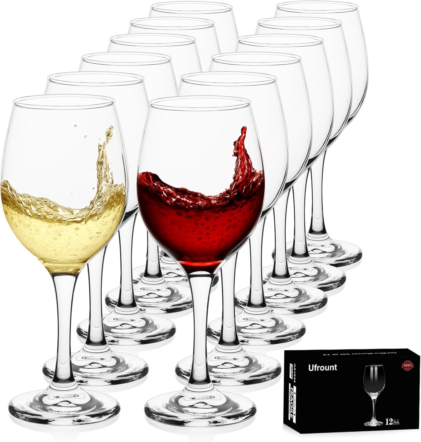 Wine Glasses Set of 12,11 oz Crystal Wine Glass Set,Red/White Wine Glasses with Pretty Gift Box for Birthday,Christmas,Party,Wedding,Restaurant,Home and Decorations