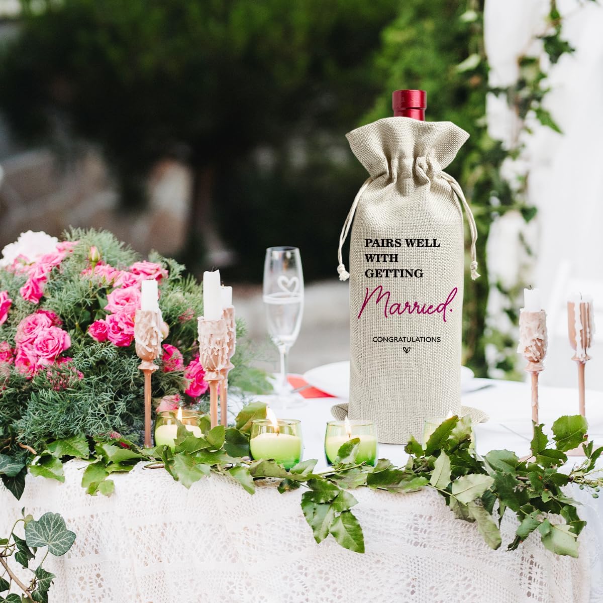 Pairs Well with Getting Married Funny Wine Bags Humor Wedding Gifts from Bride & Groom Engagement Wine Bag Will You Marry Us Proposal Gifts for Wedding Guests Marrrige Party Decorations YT0119