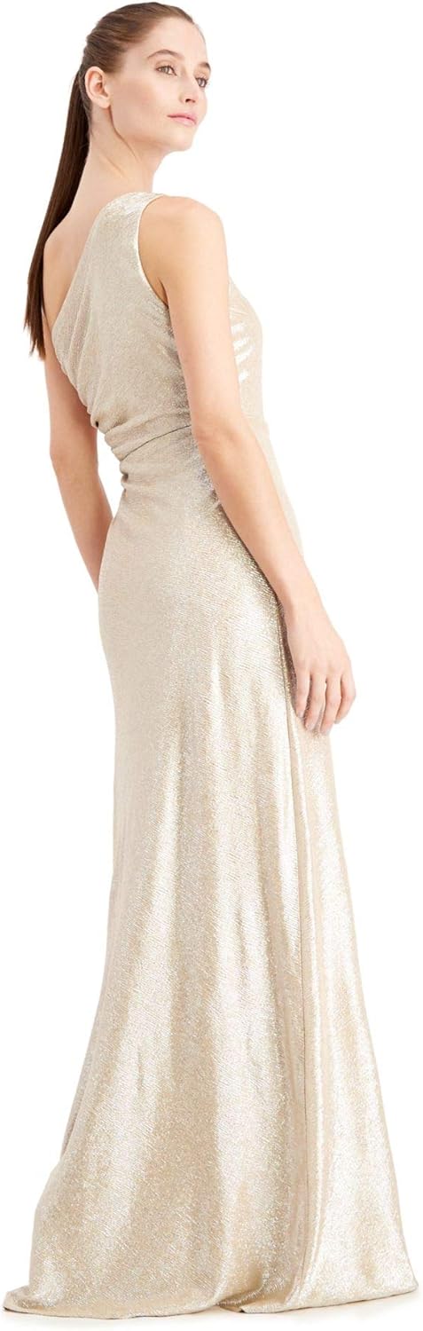 Calvin Klein One-Shoulder Gown with Side Ruching and Beaded Detail Womens Formal Dresses for Special Occasions