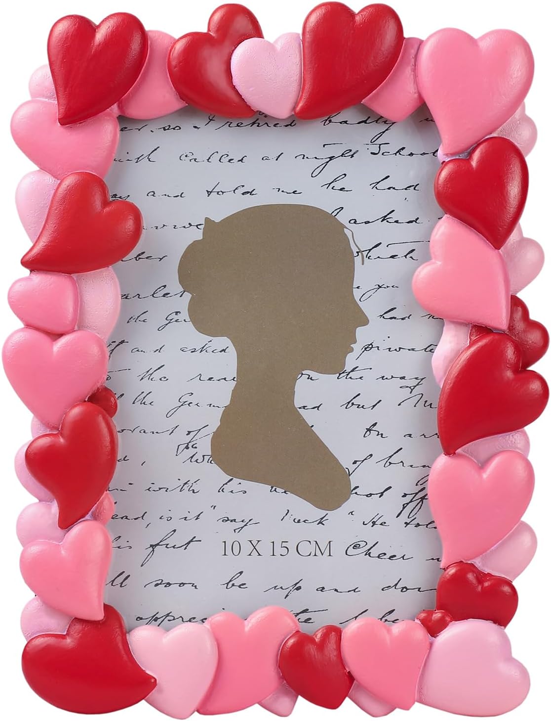 Bicuzat 3D Embossed Red Pink Heart Pattern Resin Card Frame Photo Photo Display Frame Picture Frame for Desktop Table Top Display for Lover Valentine, 4 by 6 Inches