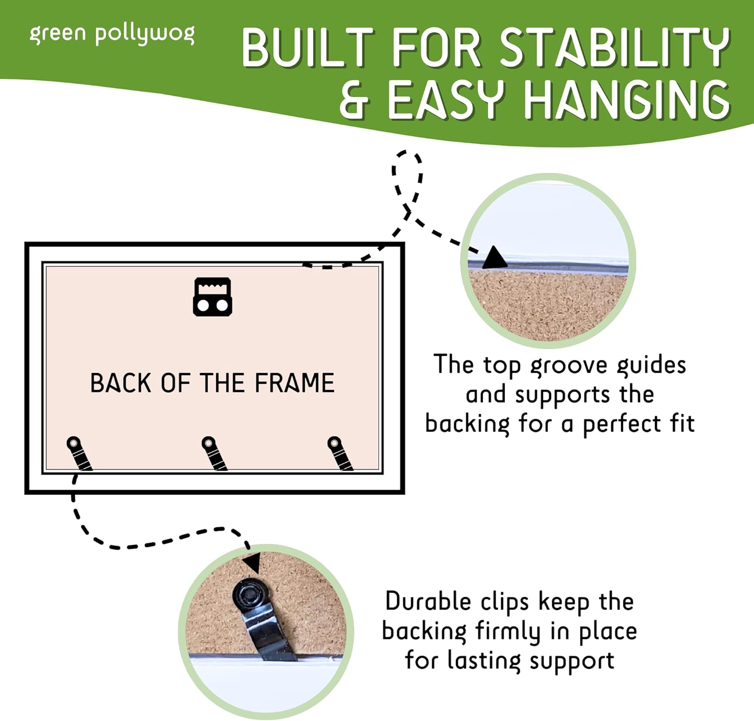 Green Pollywog Baby Handprint and Footprint Kit | Elegant White Frame with Inkless, Non-Toxic Pad | Newborn Keepsake for Baby or Dog Paw Prints