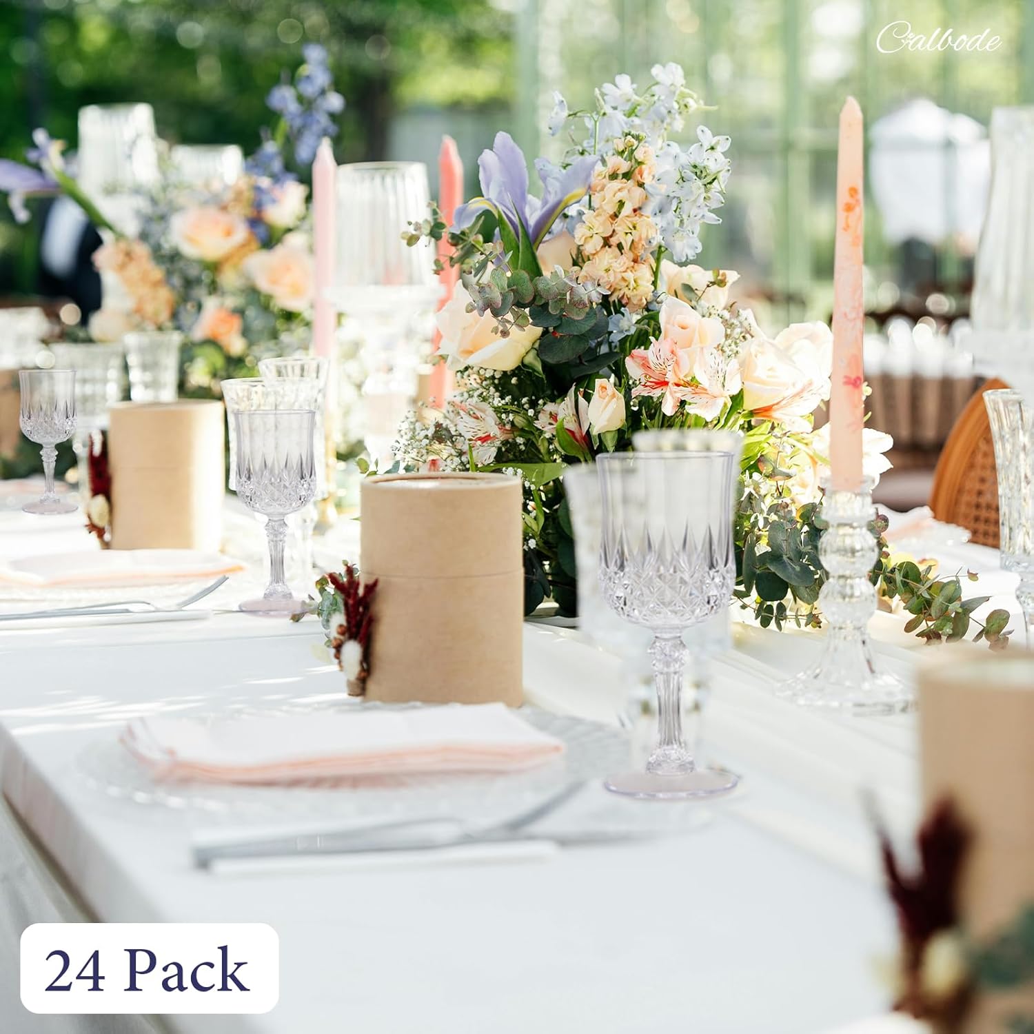 24 Pcs Plastic Wine Glasses 7oz Unbreakable Clear Plastic Goblets for Parties Reusable & Dishwasher Safe Ideal for Weddings, Bars, and Every Celebration