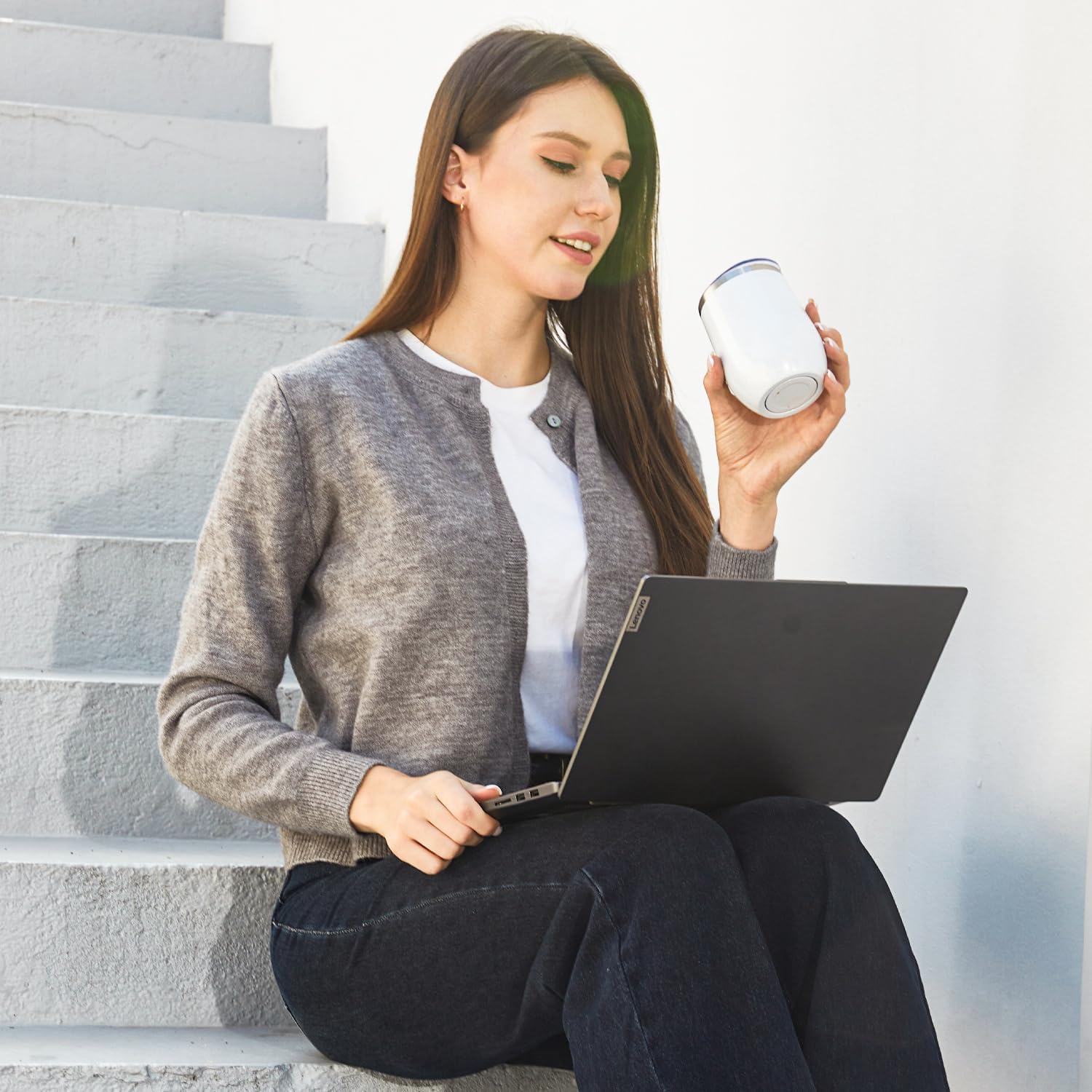 MEWAY 12oz/8 Pack Wine Tumbler Glasses with Lid – Stemless Double Wall Vacuum Stainless Steel Travel Tumbler – Keeping Cold & Hot for Wine,Coffee,Cocktails,Drinks-Family and Gifts (White,Set of 8)