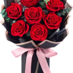 Flower Bouquet Flowers for Delivery Prime 7-Piece Preserved Roses Bouquet Gift for Women Mother Wife Mother Day Wedding Anniversary Birthday (Red Roses)