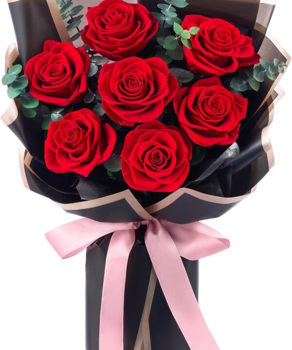 Flower Bouquet Flowers for Delivery Prime 7-Piece Preserved Roses Bouquet Gift for Women Mother Wife Mother Day Wedding Anniversary Birthday (Red Roses)