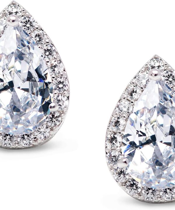 SWEETV Teardrop Bridal Earrings for Wedding, Prom - Elegant Cubic Zirconia Stud Earrings for women, brides, bridesmaids