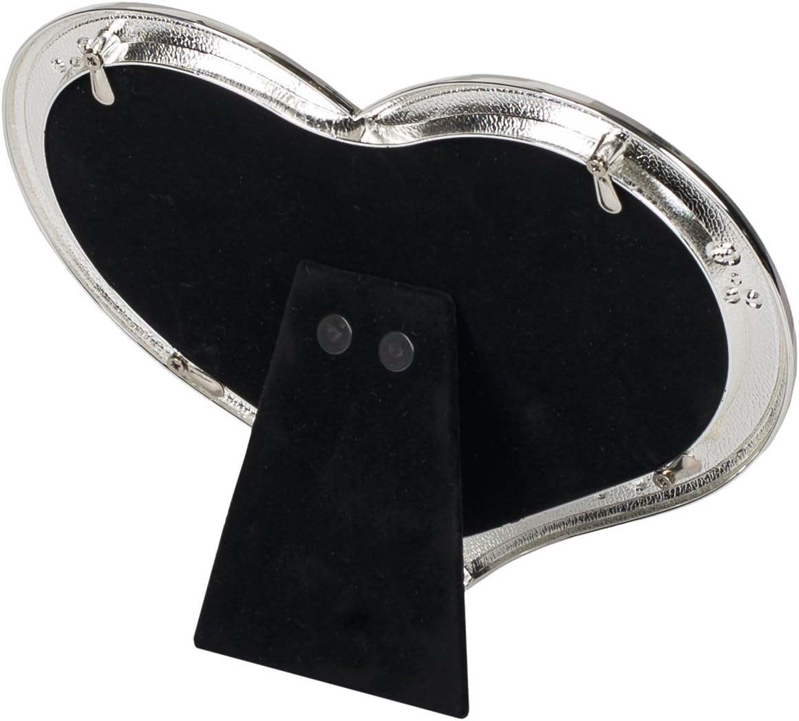 Clustered Rhinestones Heart Shaped 6.5 x 8 inch Zinc Alloy Table Top Photo Frame,Ivory