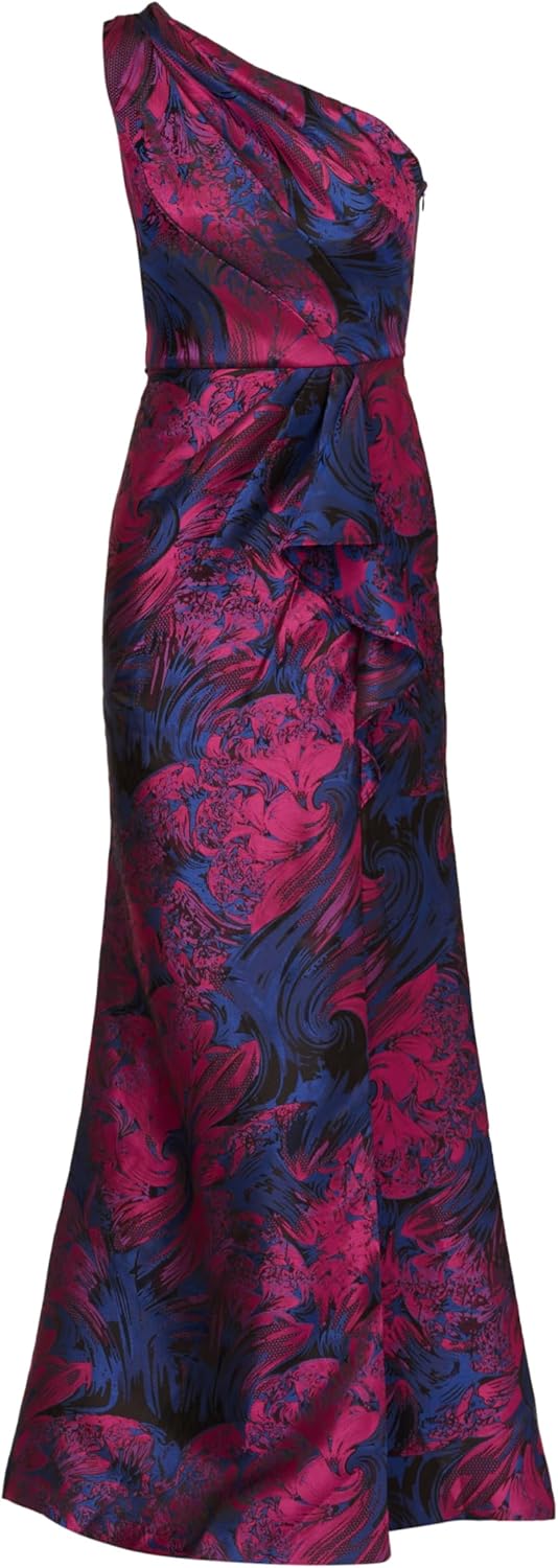 Adrianna Papell Womens One Shoulder Jacquard Gown