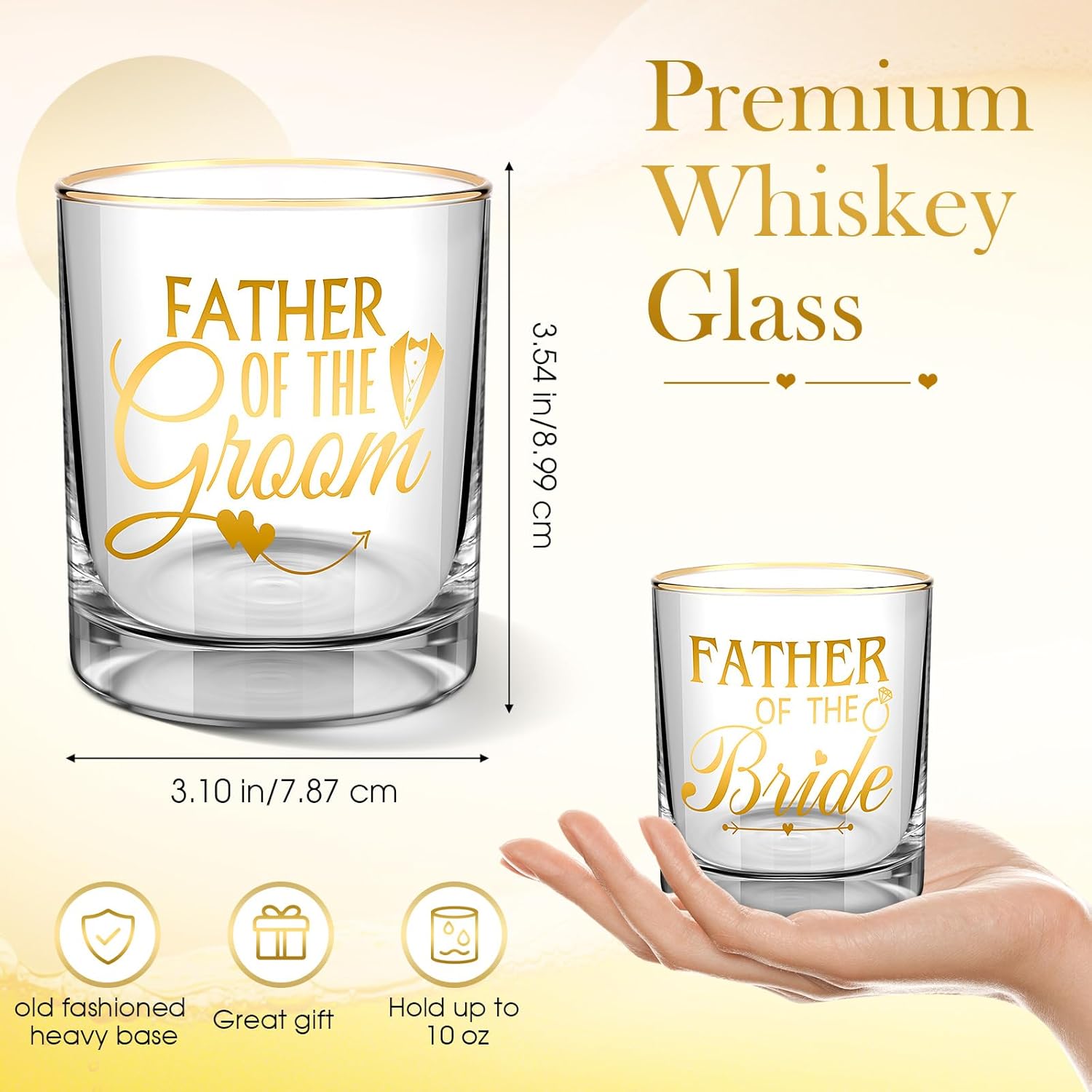 2 Pcs Father of the Bride and Groom 10 oz Whiskey Glass Father in Law Wedding Gift Wedding Proposal Engagement Gift for Father Dad