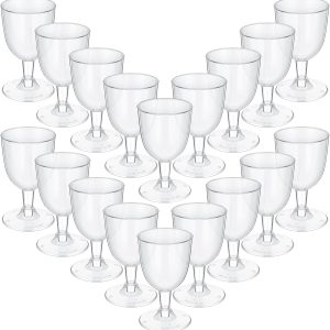 48 Pcs Disposable Plastic Wine Glasses 5 oz Party Wine Cups Hard Plastic Drinking Glasses with Stem Stackable Stemmed Goblets for Champagne Dessert Wedding Home Toasting(Clear)