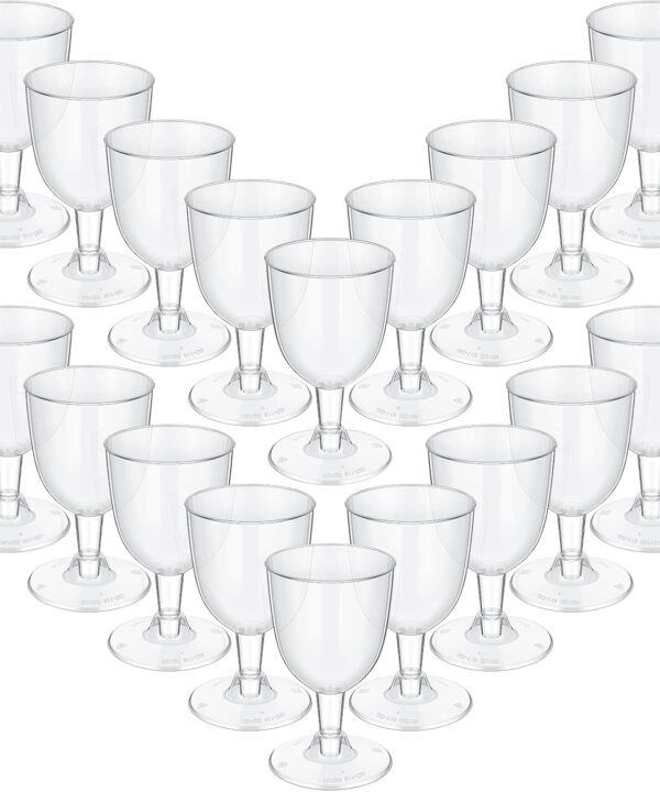 48 Pcs Disposable Plastic Wine Glasses 5 oz Party Wine Cups Hard Plastic Drinking Glasses with Stem Stackable Stemmed Goblets for Champagne Dessert Wedding Home Toasting(Clear)