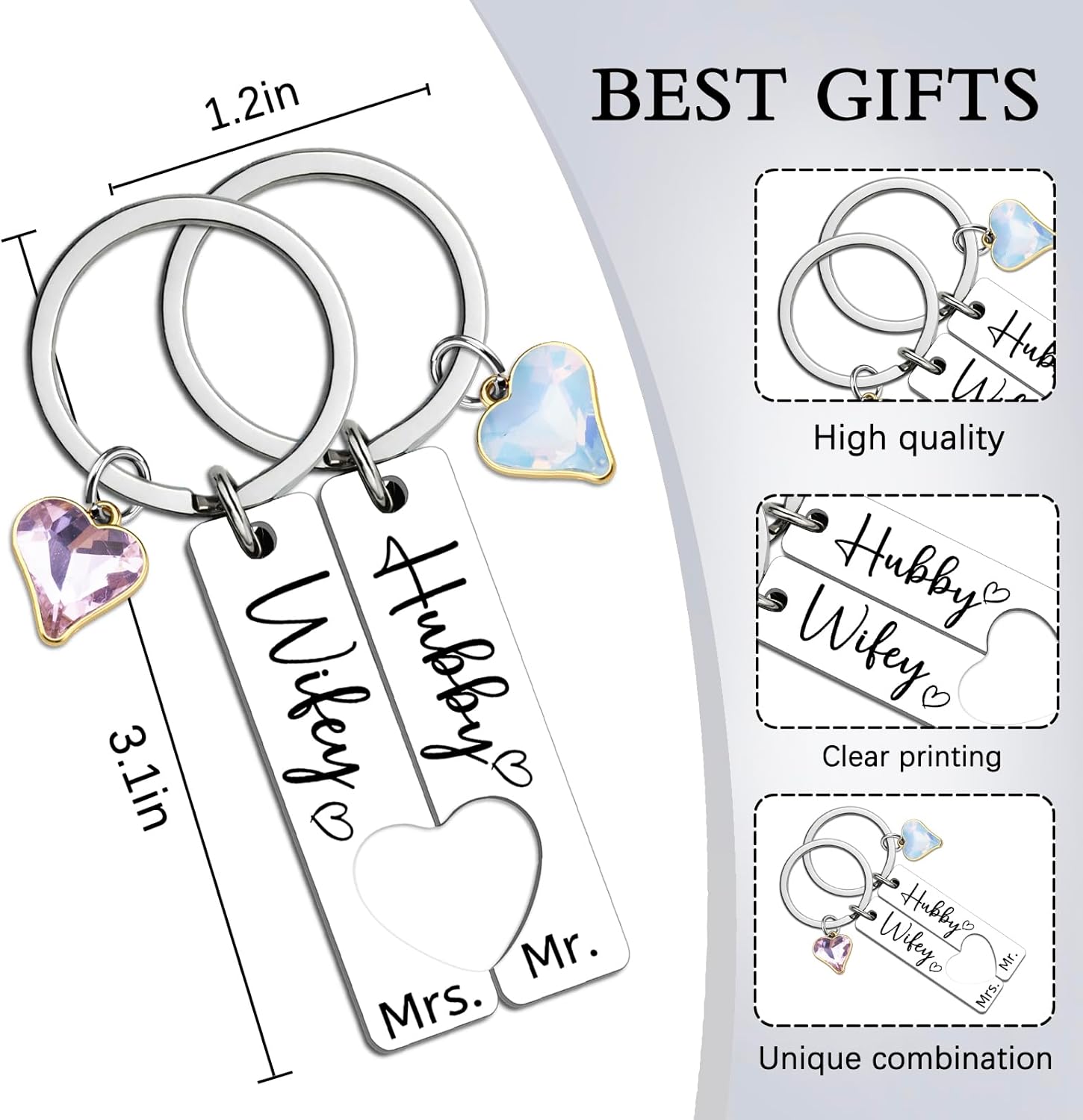 Mr and Mrs Gifts Engagement Gifts for Women Wedding Gift for Newlyweds Hubby and Wifey Keychain for Bride Groom Bridal Shower Gift for Bride Newly Couple Anniversary Wedding Shower Keyring