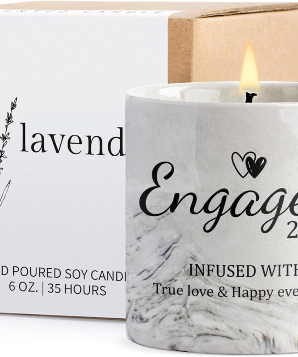 Engagement Gifts - Gift for Newly Engaged Couples, Fiance Gifts for Women, Bridal Shower, Wedding Bride Gift - Engaged Present 6 Oz Engaged 2025 Lavender Ceramics Candle