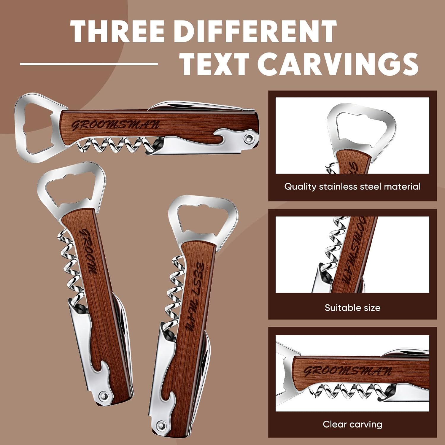 Set of 8 Groomsmen Bottle Opener Corkscrew Wine Opener and 4 in 1 Multi Tool Groomsmen Gifts Best Man Gift for Proposal Bachelor Party Weddings