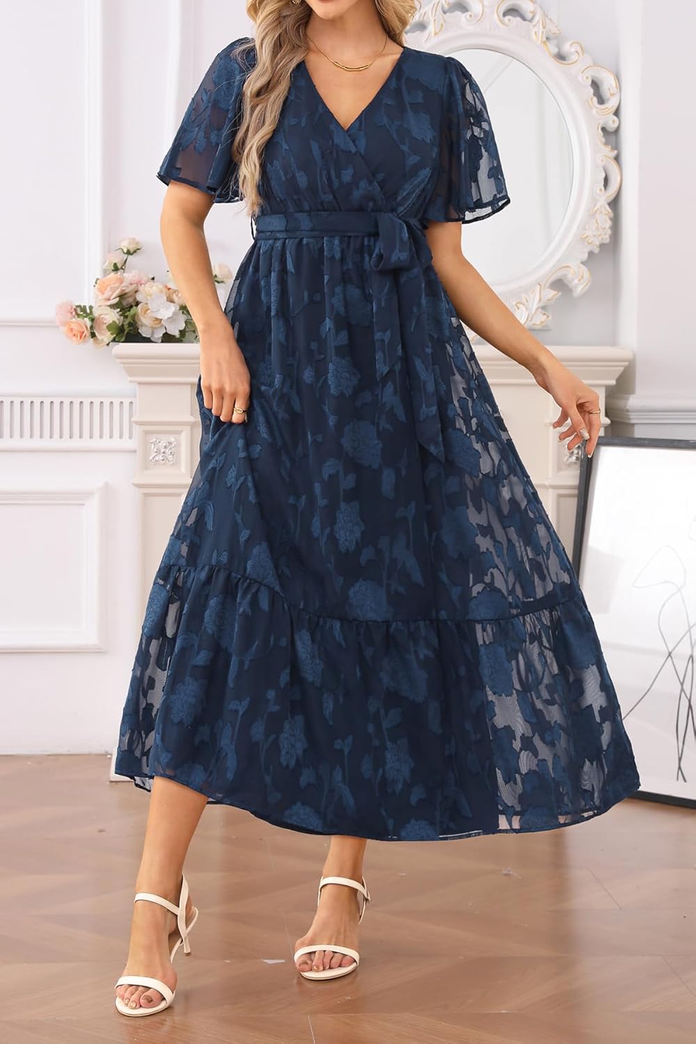 Pinup Fashion Plus Size Dresses for Wedding Guest – 2025 Cocktail Semi Formal Summer Wrap V Neck Maxi Dress
