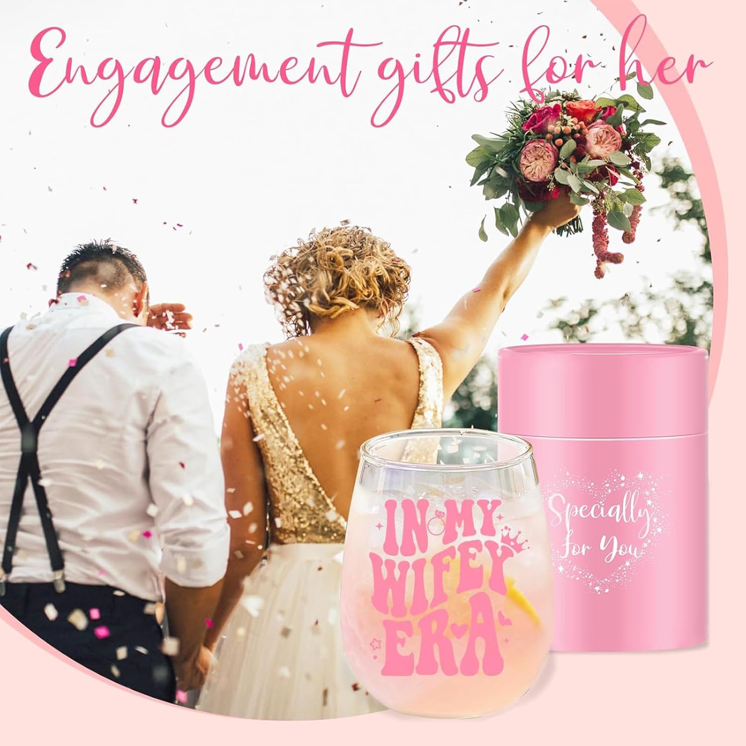 Bride To Be Engagement Gifts for Her Cool Bridal Shower Wedding Gifts Wine Glass Classy Bachelorette Party Gift for Best Friend Sister Colleagues Wifey Cup Christmas Valentines Mothers Day Gift