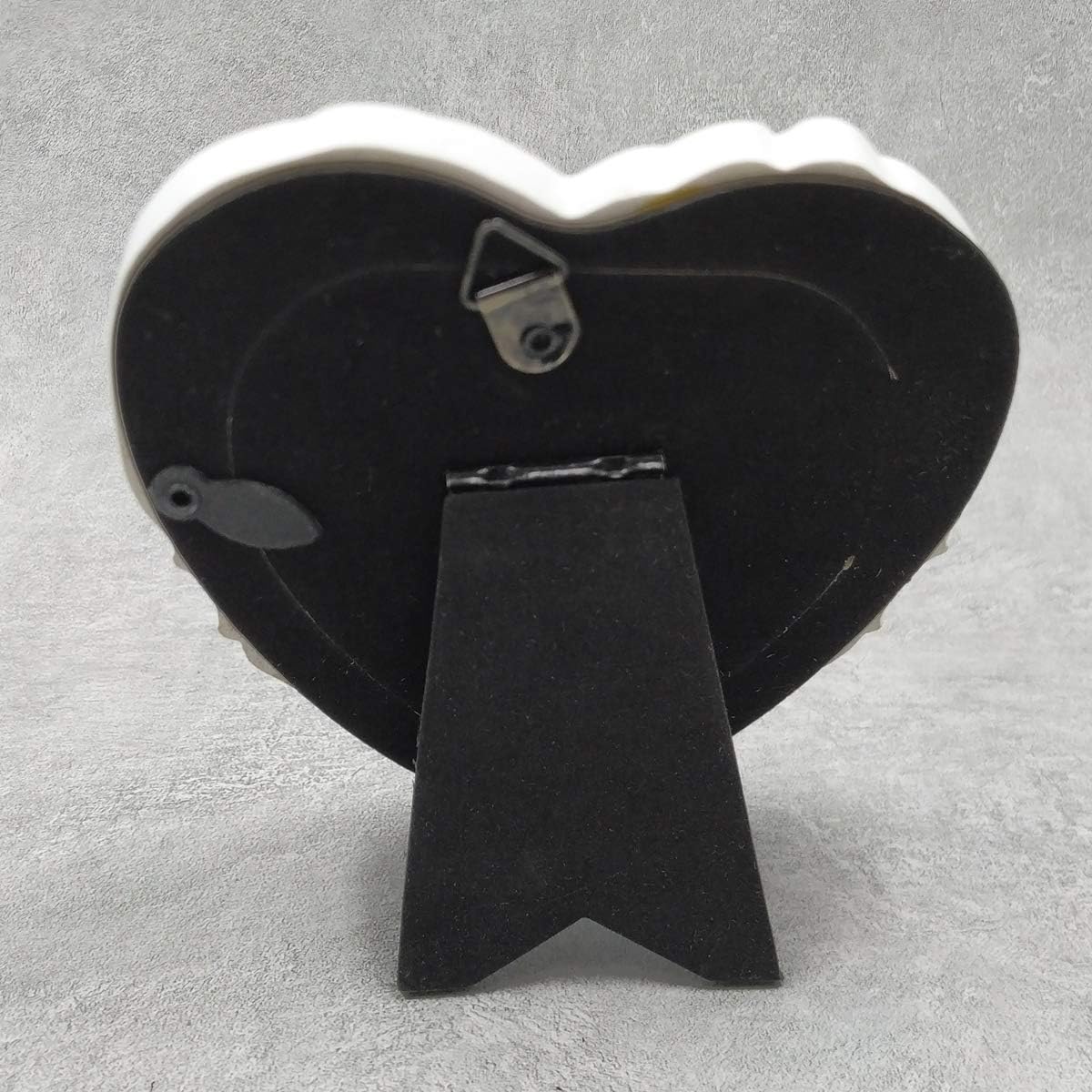 ZXT-parts 3×3 Picture Frame Heart White and Silver Edge Frame. Resin Handmade Photo Frame. Glass Panel. Black Suede Cover.European Style Suitable for Wall or Desktop.