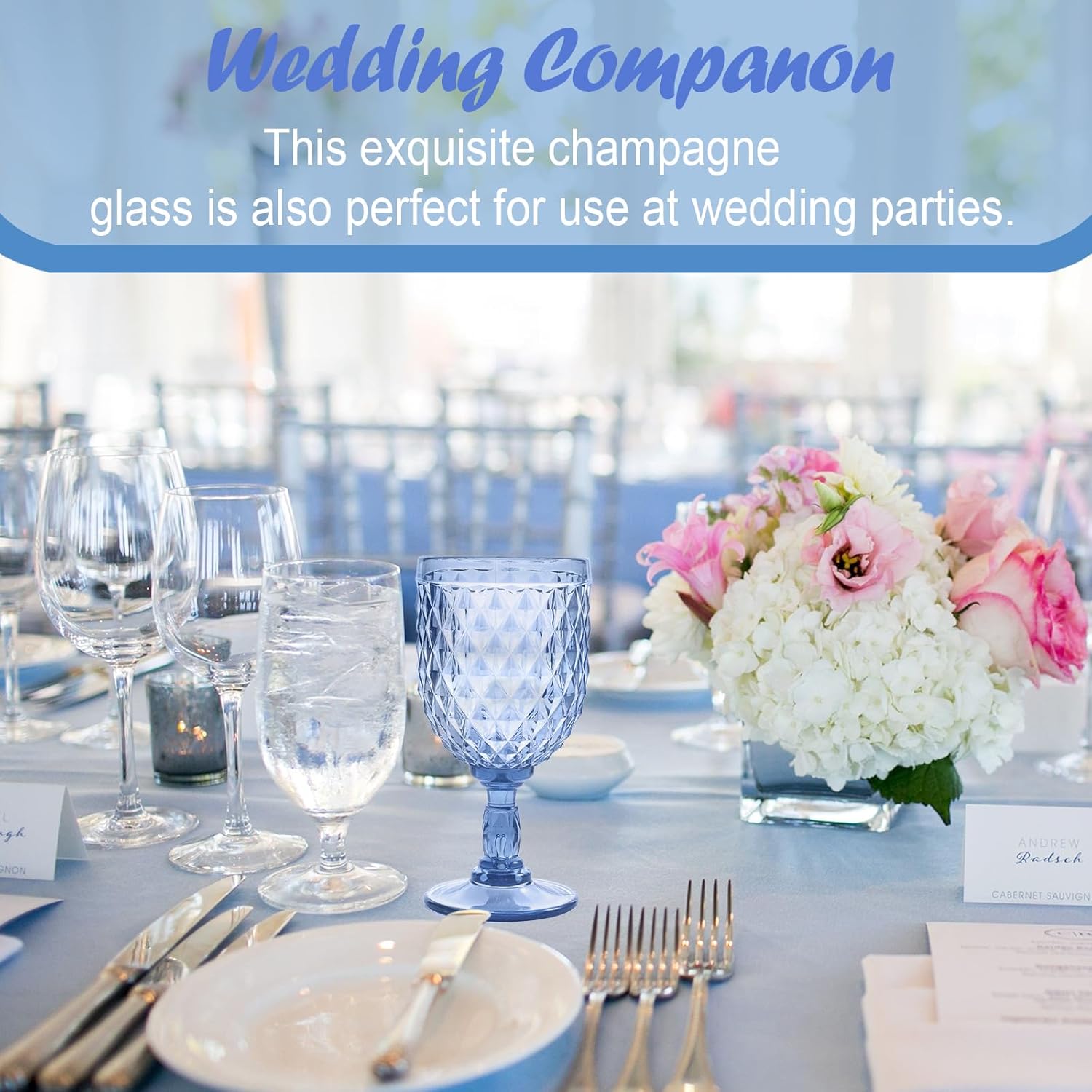 10 Pcs Blue Plastic Wine Glasses,Plastic Goblets for Parties, Sturdy and Durable Wine Glasses Can be Used for Weddings, Everyday Fun Parties and More!