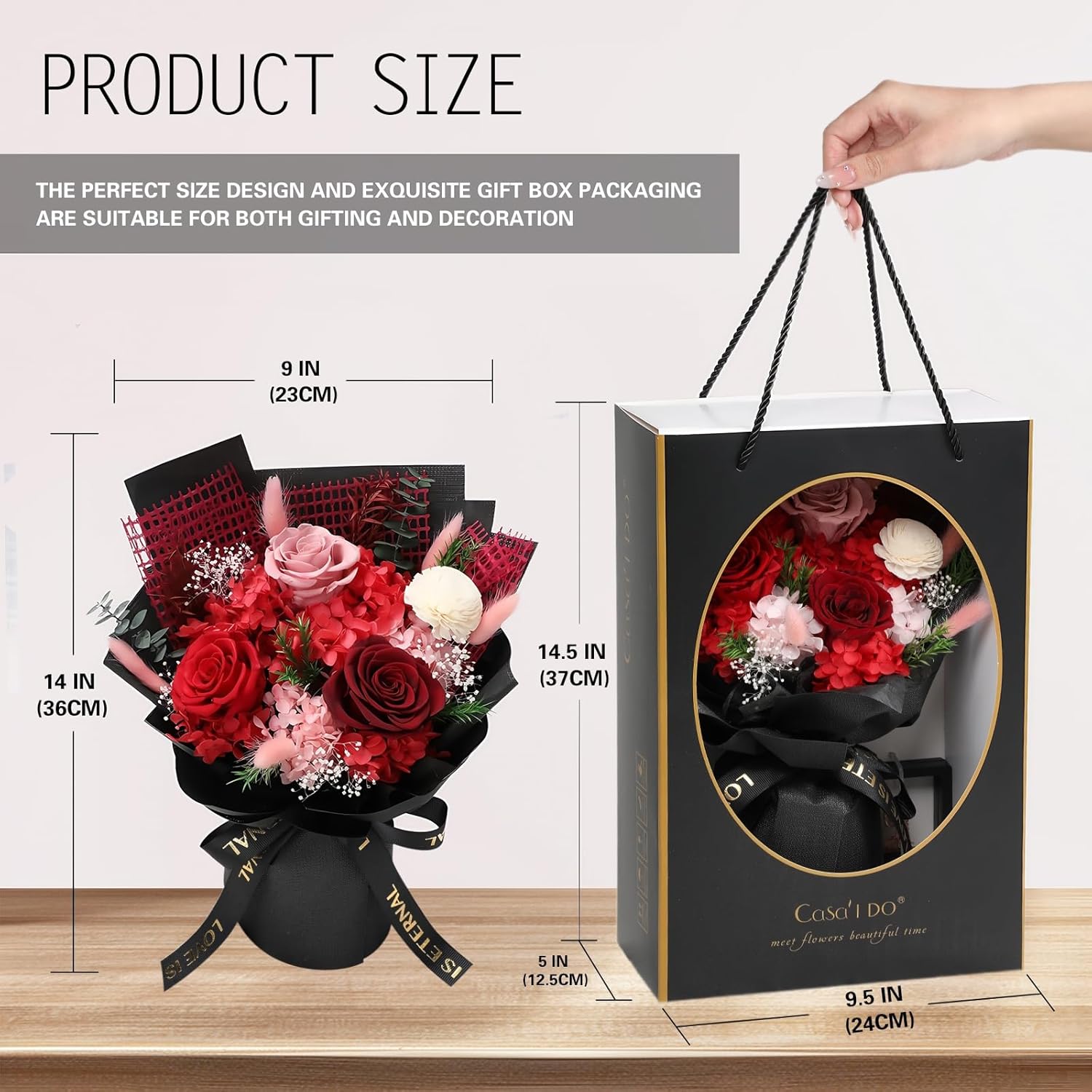 Preserved Flowers for Delivery, Red Flower Bouquets with Necklace, Forever Real Roses Anniversary Birthday Gifts for Women Mom Wife Girlfriend, Fresh Flowers for Valentines Day Christmas