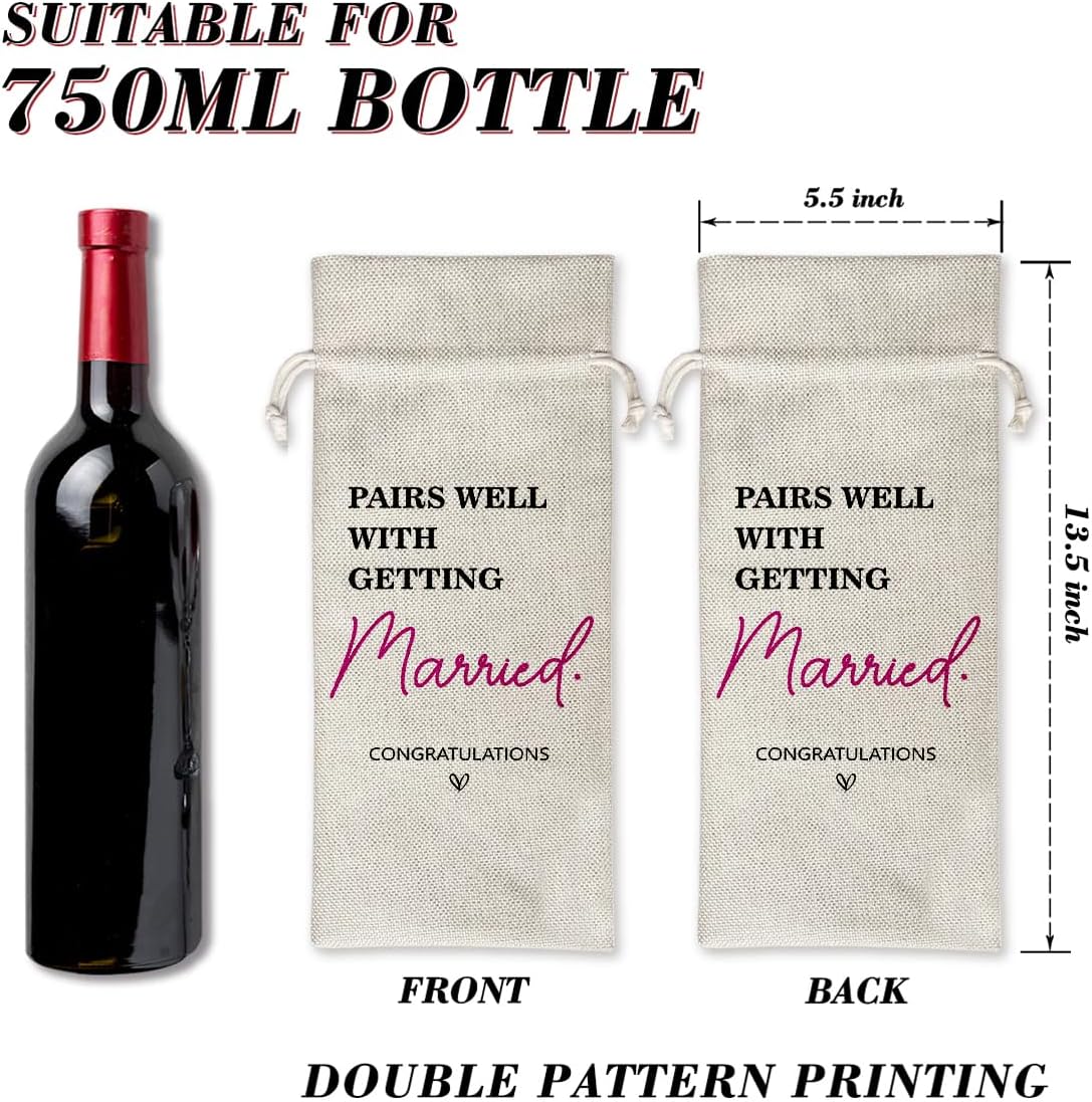 Pairs Well with Getting Married Funny Wine Bags Humor Wedding Gifts from Bride & Groom Engagement Wine Bag Will You Marry Us Proposal Gifts for Wedding Guests Marrrige Party Decorations YT0119