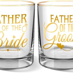 2 Pcs Father of the Bride and Groom 10 oz Whiskey Glass Father in Law Wedding Gift Wedding Proposal Engagement Gift for Father Dad