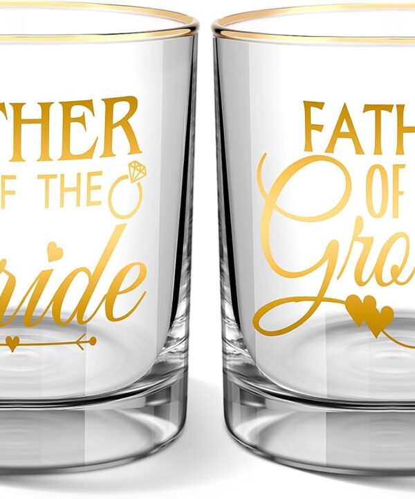 2 Pcs Father of the Bride and Groom 10 oz Whiskey Glass Father in Law Wedding Gift Wedding Proposal Engagement Gift for Father Dad