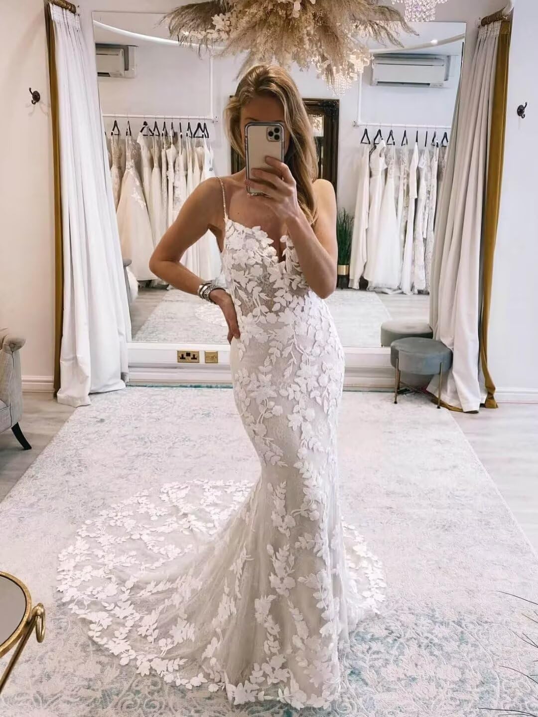 Mermaid Lace Wedding Dresses for Bride 2025 V Neck Bride Dress with Train