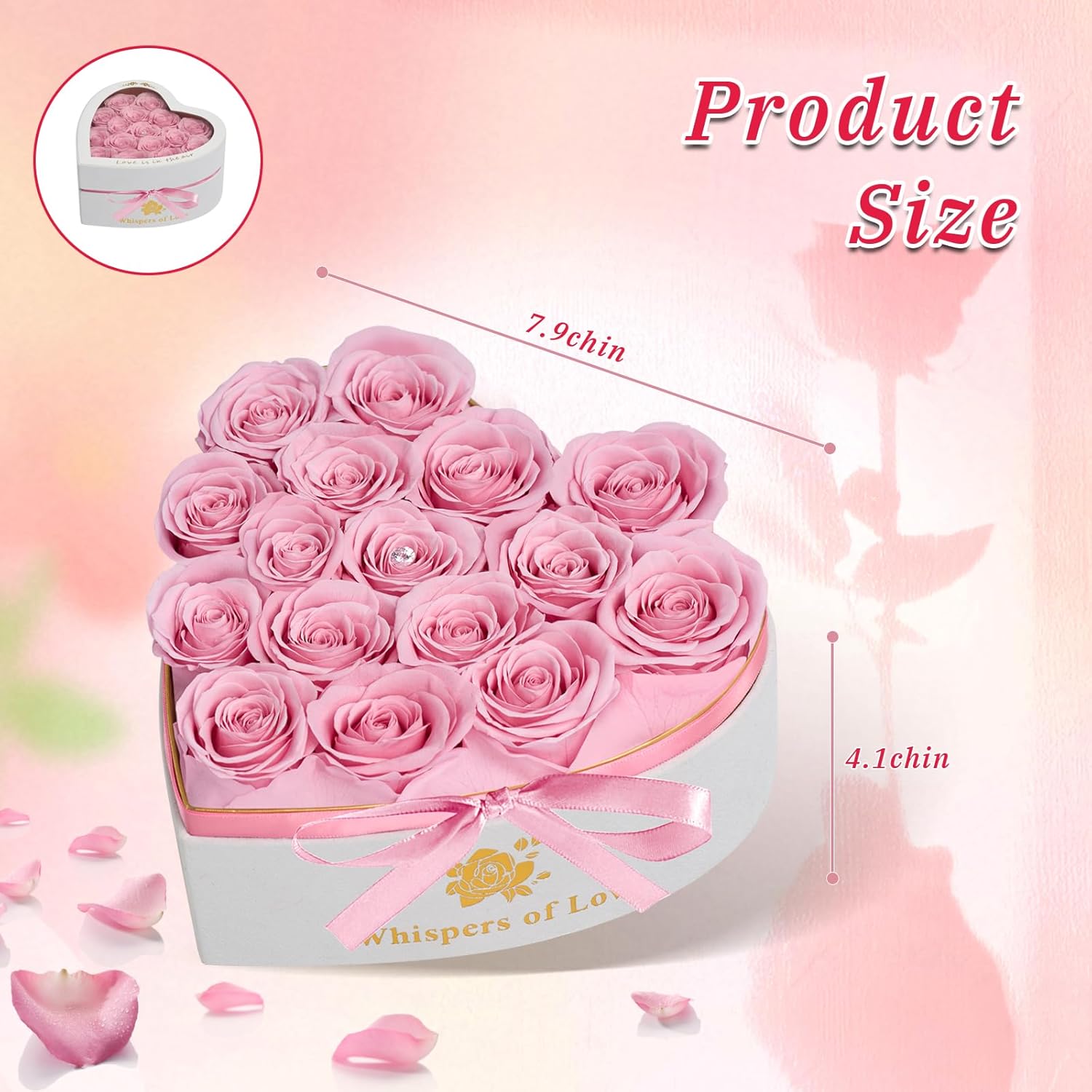 Luxury Preserved Roses – Forever Real Roses Flowers for Delivery in a White Box, Preserved Flowers Birthday Gifts for Women Mom Wife, Ideal for Anniversary (Pink 16 Roses, 16 Roses)