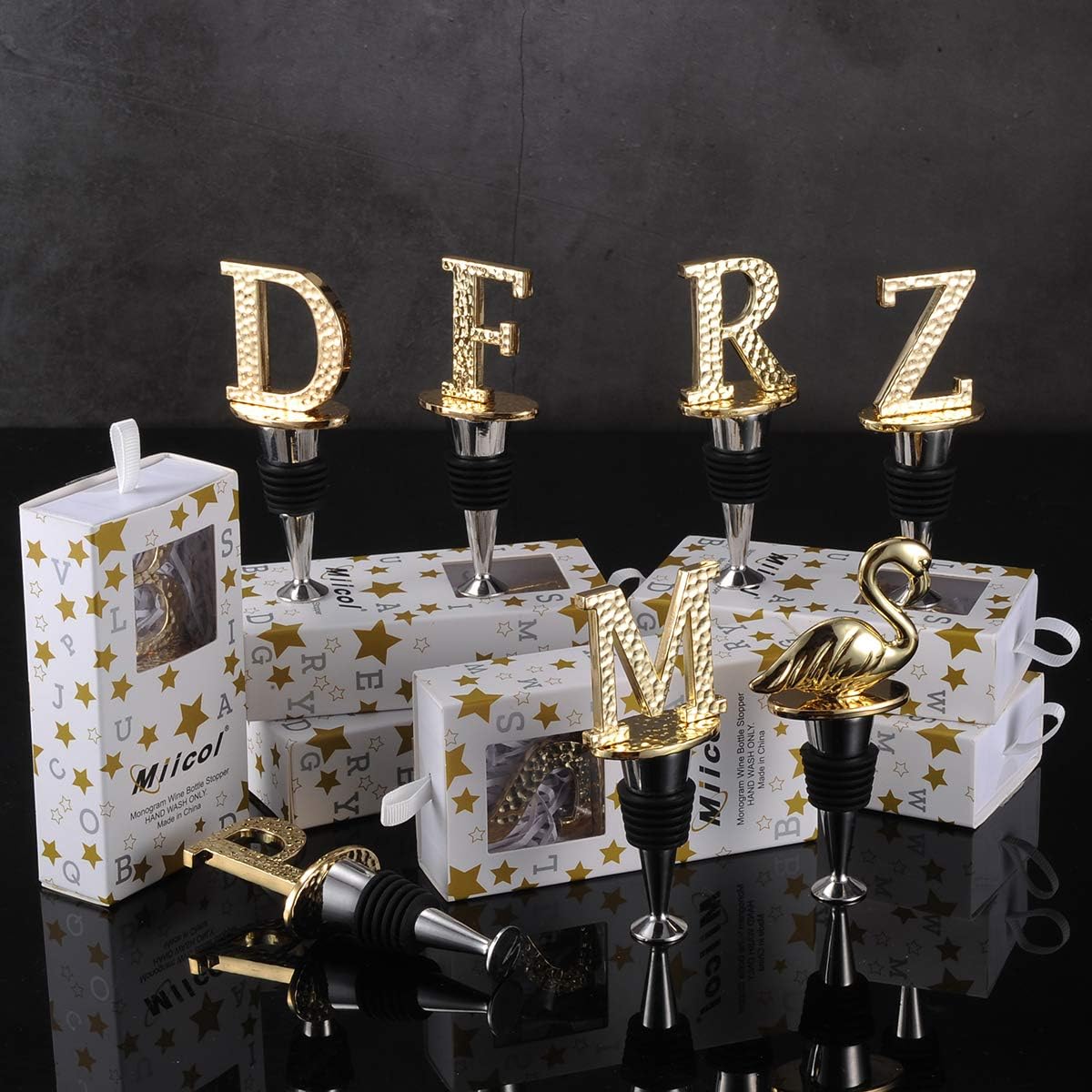 Miicol Wine Stopper, Prosecco Topper, Personalised Champagne Stopper, Gold Wine Accessories, Wine Lovers Gift, Monogram Gift, Letter C