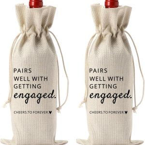 2Pcs Wine Champagne Bag Engaged Gifts, Engagement Gifts for Couples, Wedding Gift for Mr and Mrs, Engagement Gift - Pairs Well with Getting Engaged