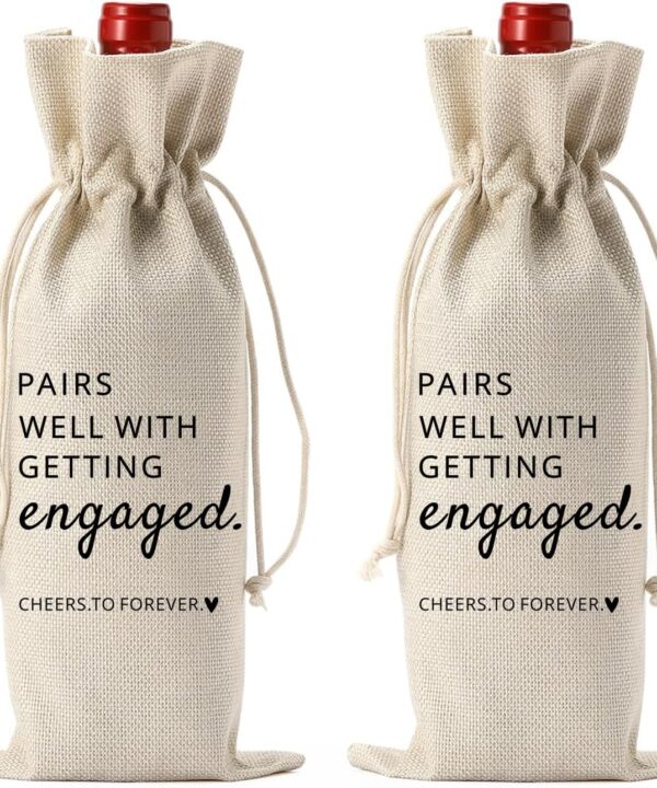2Pcs Wine Champagne Bag Engaged Gifts, Engagement Gifts for Couples, Wedding Gift for Mr and Mrs, Engagement Gift - Pairs Well with Getting Engaged