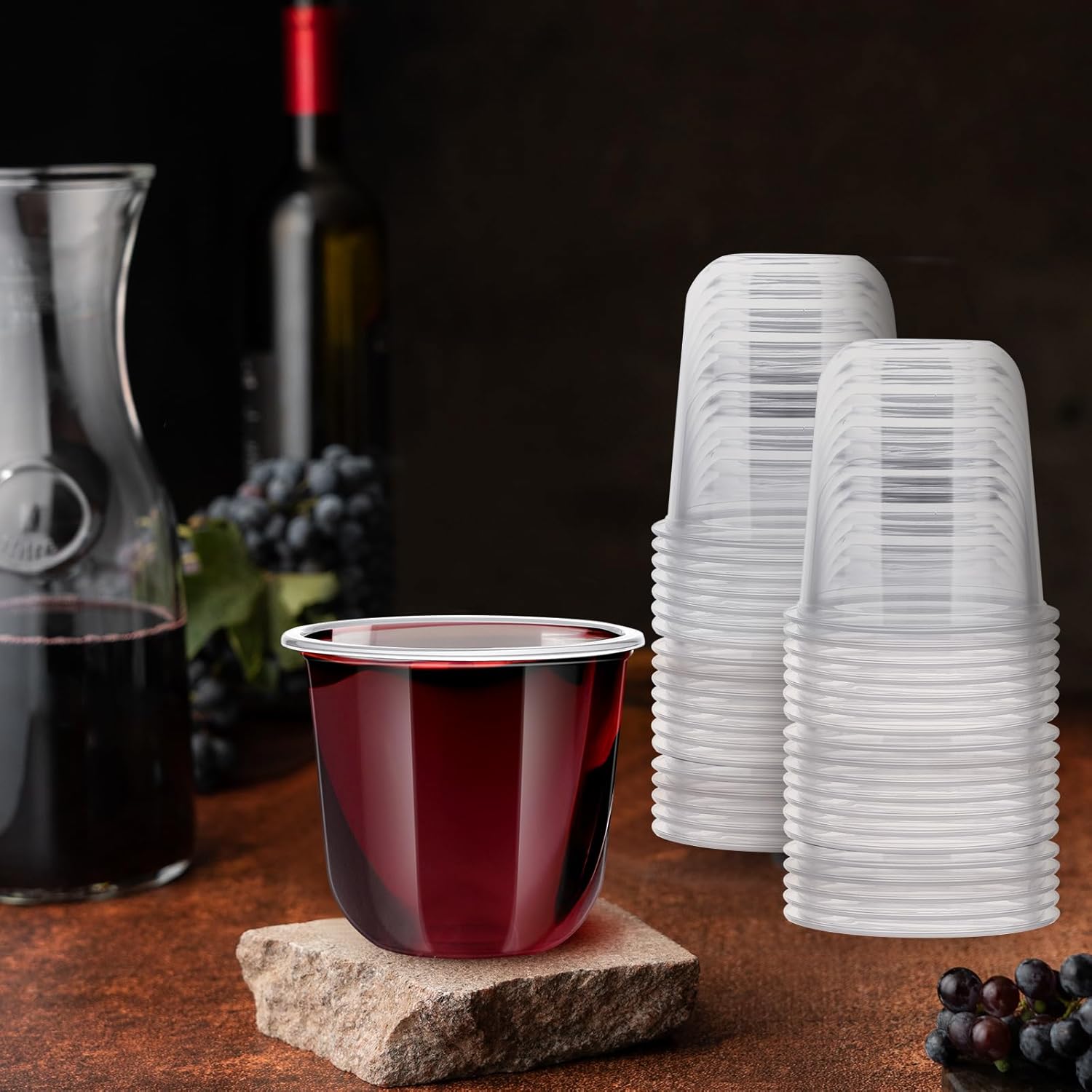 Disposable Stemless Clear Plastic Cups 12OZ NATURAL Arc Plant Based wine glasses For Parties Weddings Birthdays Cocktail BPA Free Recyclable Clear Cold Cups (Set of 300)