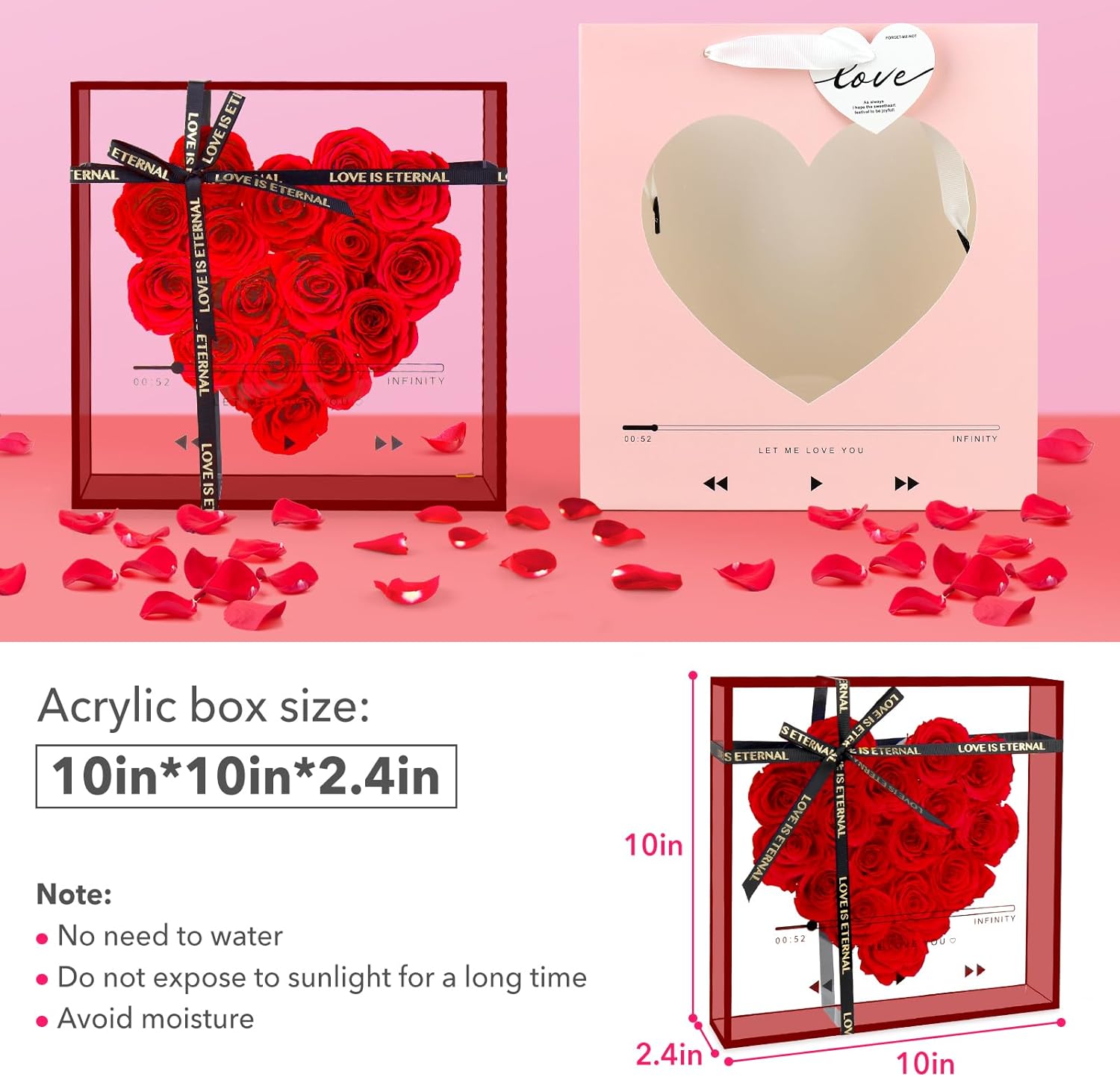 Preserved Roses for Women, Forever Flowers, Red Real Roses, Eternal Flowers Gift, Mothers Day, Valentines Day for Mom Girlfriend Wife Grandmother (Red)