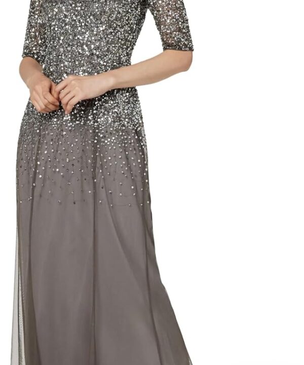 Adrianna Papell Women's Beaded Illusion Gown