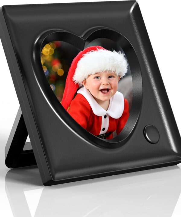 KWANWA Picture Frame Personalized Voice 20S Recordable, 3.9x3.9 Love Heart Shape Gifts for Graduation, Christmas, Birthday, Wedding, Photo Frame for Tabletop Desk Bookshelf Office Home