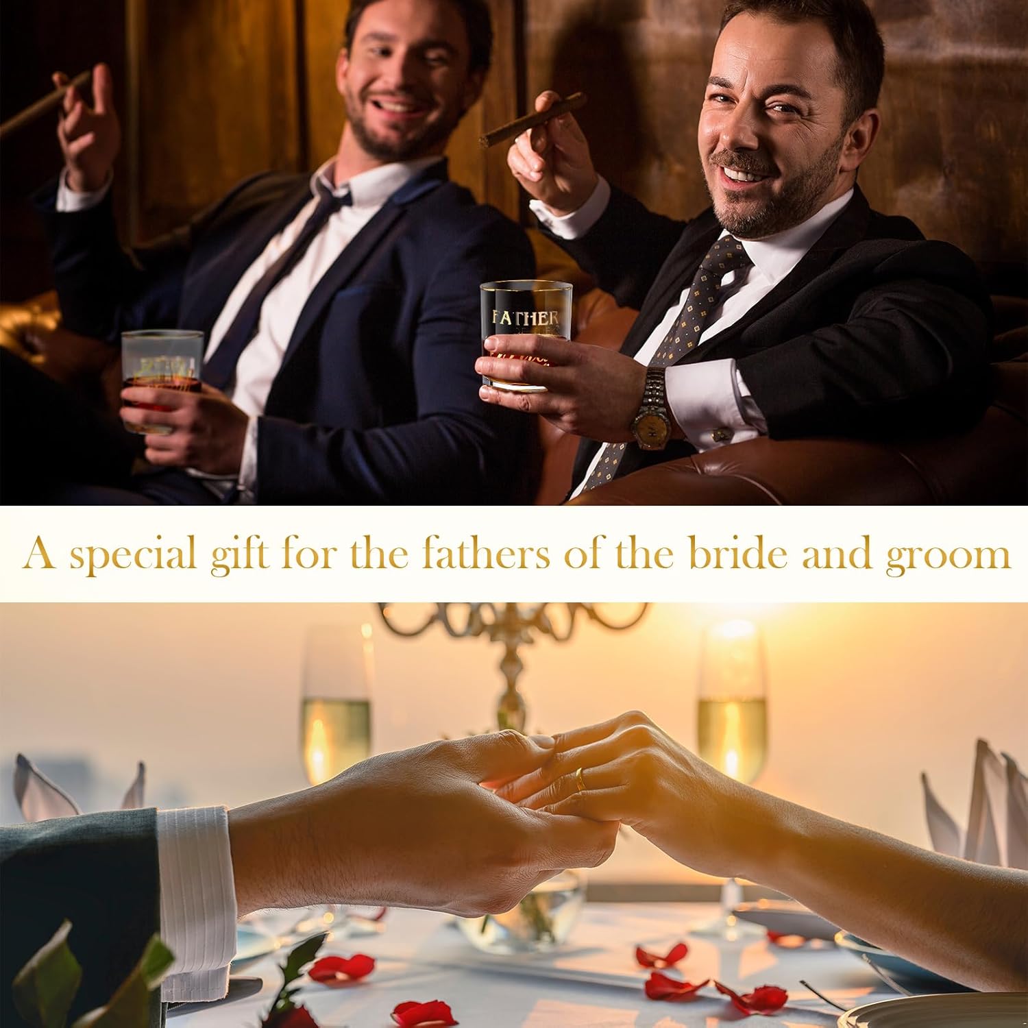 2 Pcs Father of the Bride and Groom 10 oz Whiskey Glass Father in Law Wedding Gift Wedding Proposal Engagement Gift for Father Dad