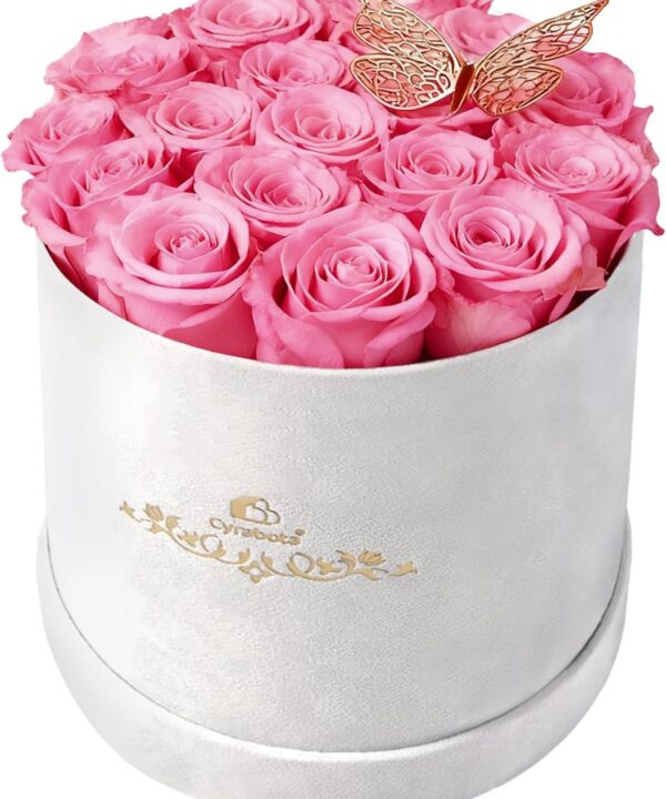16 Roses in a Box, Preserved Flowers Gifts for Women, Forever Flowers for Delivery, Flower Birthday Gifts Box for Her, Mothers Day Rose Gifts for Mom, Sweet Pink